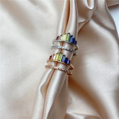 Fashion Rainbow Micro Diamond Ring