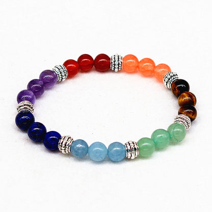 Reiki ancient silver natural crystal bracelet seven chakra Yoga Bracelet