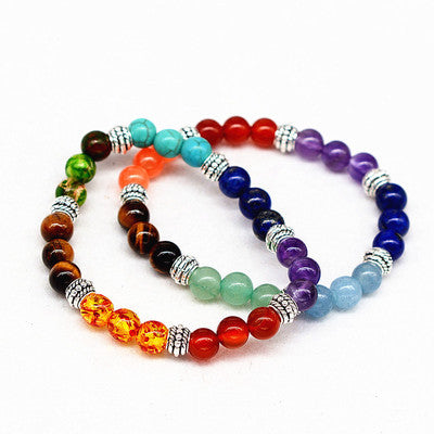 Reiki ancient silver natural crystal bracelet seven chakra Yoga Bracelet