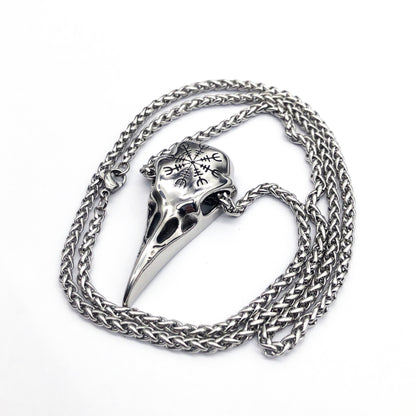 Mens Fashionable Vintage Viking Symbol Skull Eagle Beak Pendant Necklace