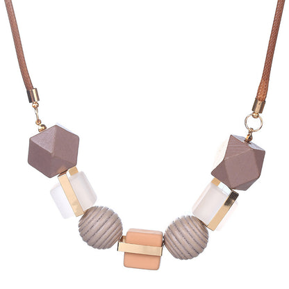 Geometric Wood Pendant Necklace