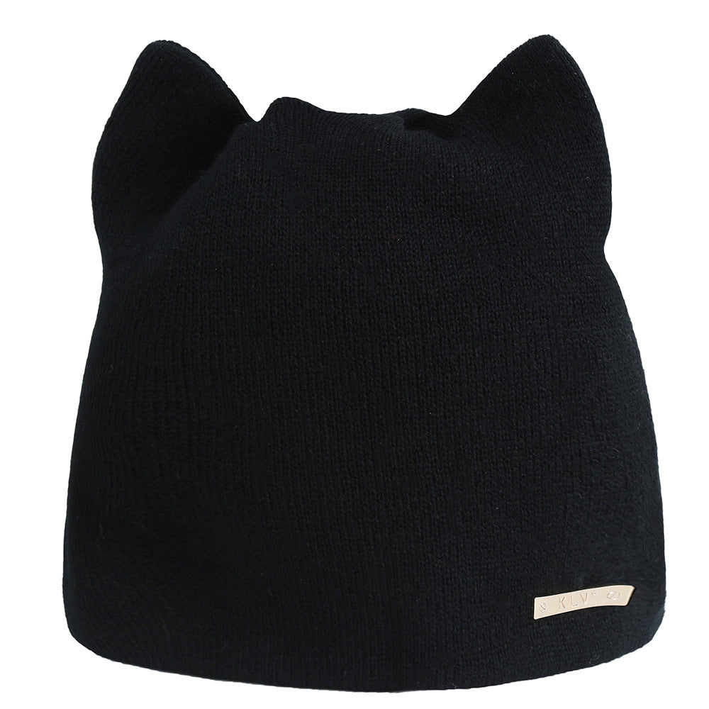 Feline Fabulosity: Ladies' Cat Ears Knitted Pullover Hat for Purrfect Style!