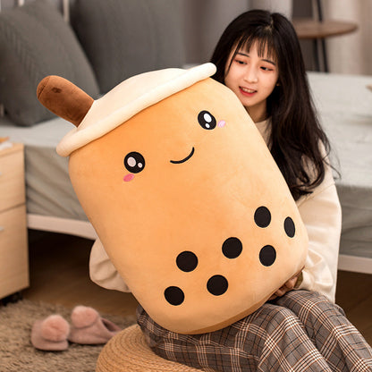 Squeeze, Cuddle, and Snuggle with the Sweetest Bubble Tea Buddy - Strawberry Milk Tea Plush