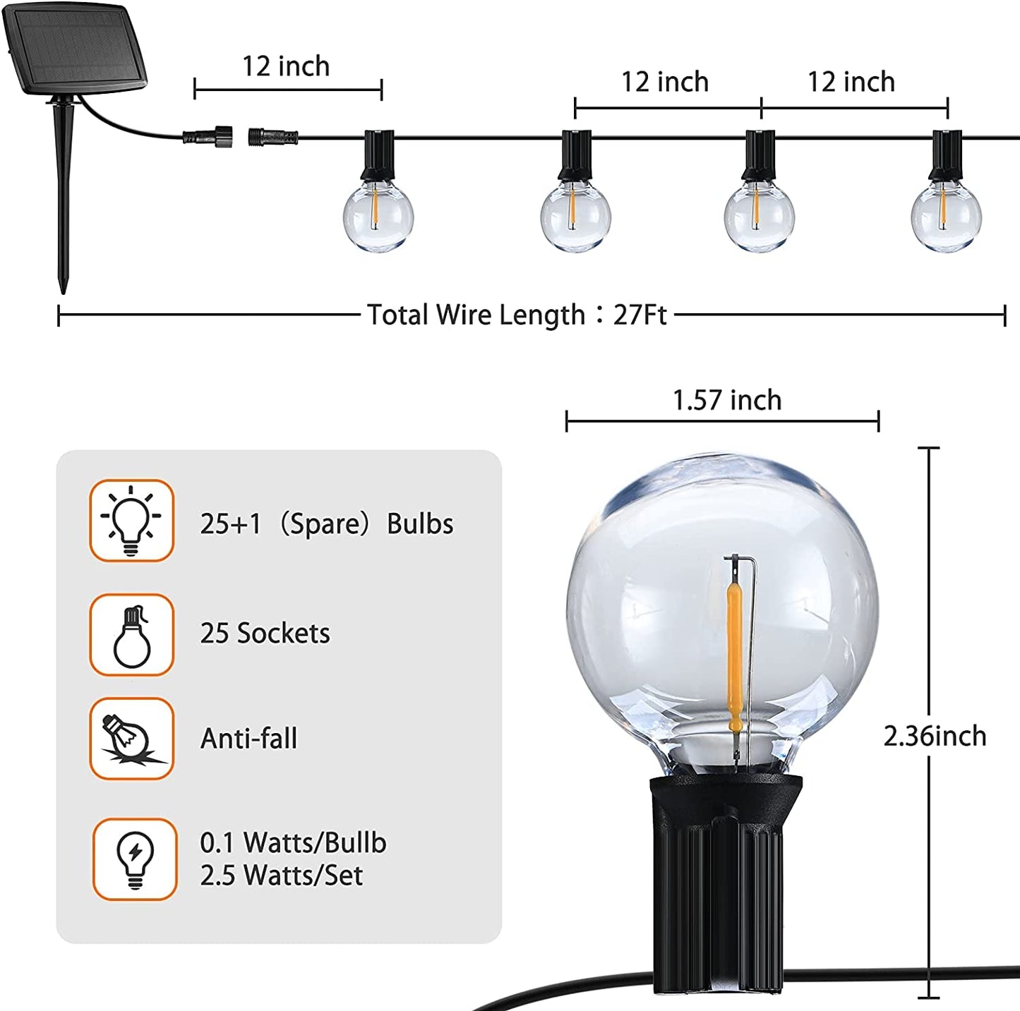 Let the Party Shine: 27Ft Solar-Powered Globe Lights with 4 Funky Lighting Modes and Unbreakable LED Bulbs!