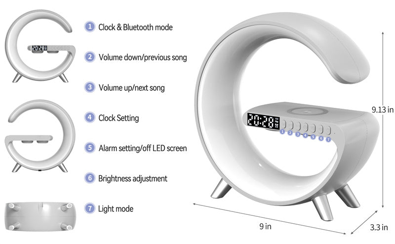 2023 New Intelligent LED Lamp Bluetooth Speaker Wireless Charger Atmosphere Lamp