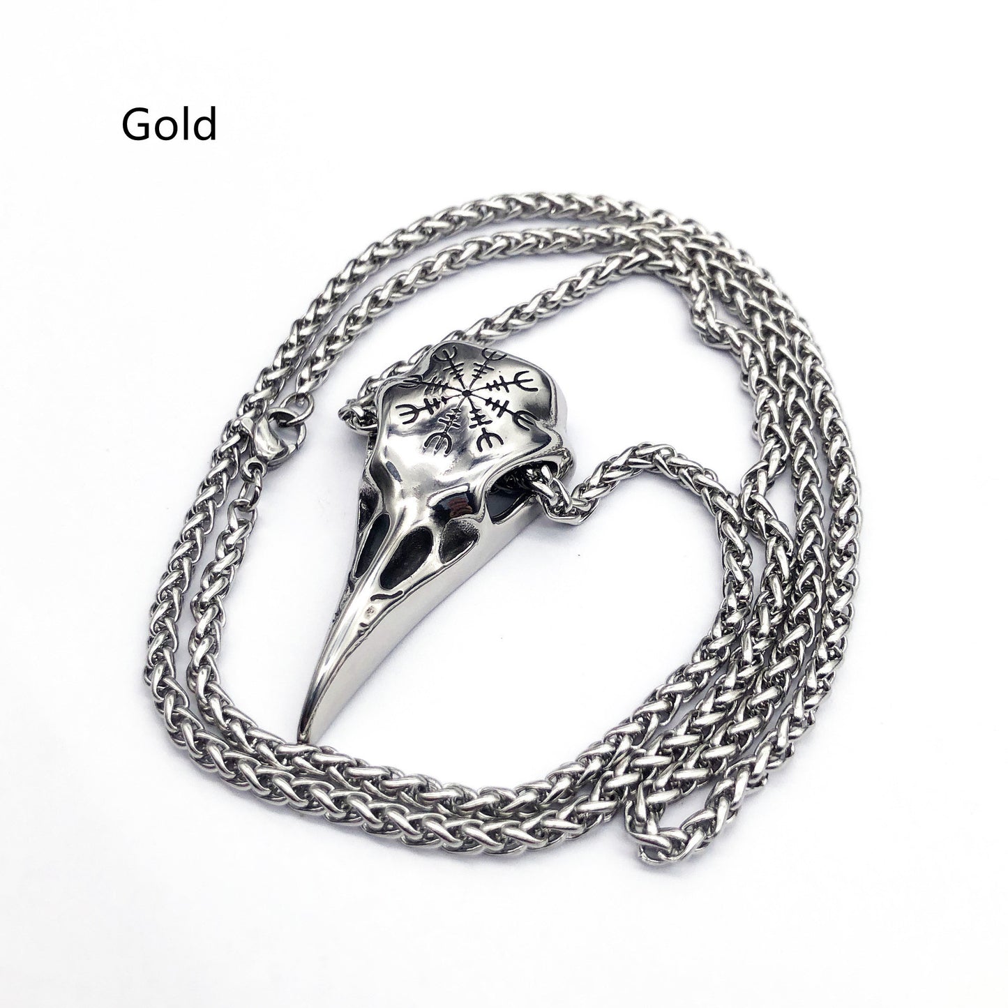 Mens Fashionable Vintage Viking Symbol Skull Eagle Beak Pendant Necklace